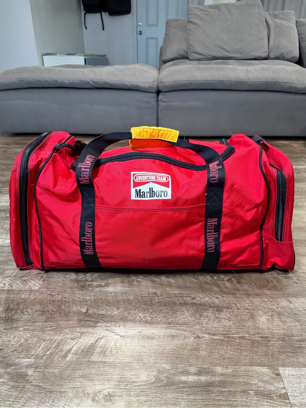 90S Marlboro Adventure Team Nylon Duffel, Boston Bag, Large, Red Travel Men's